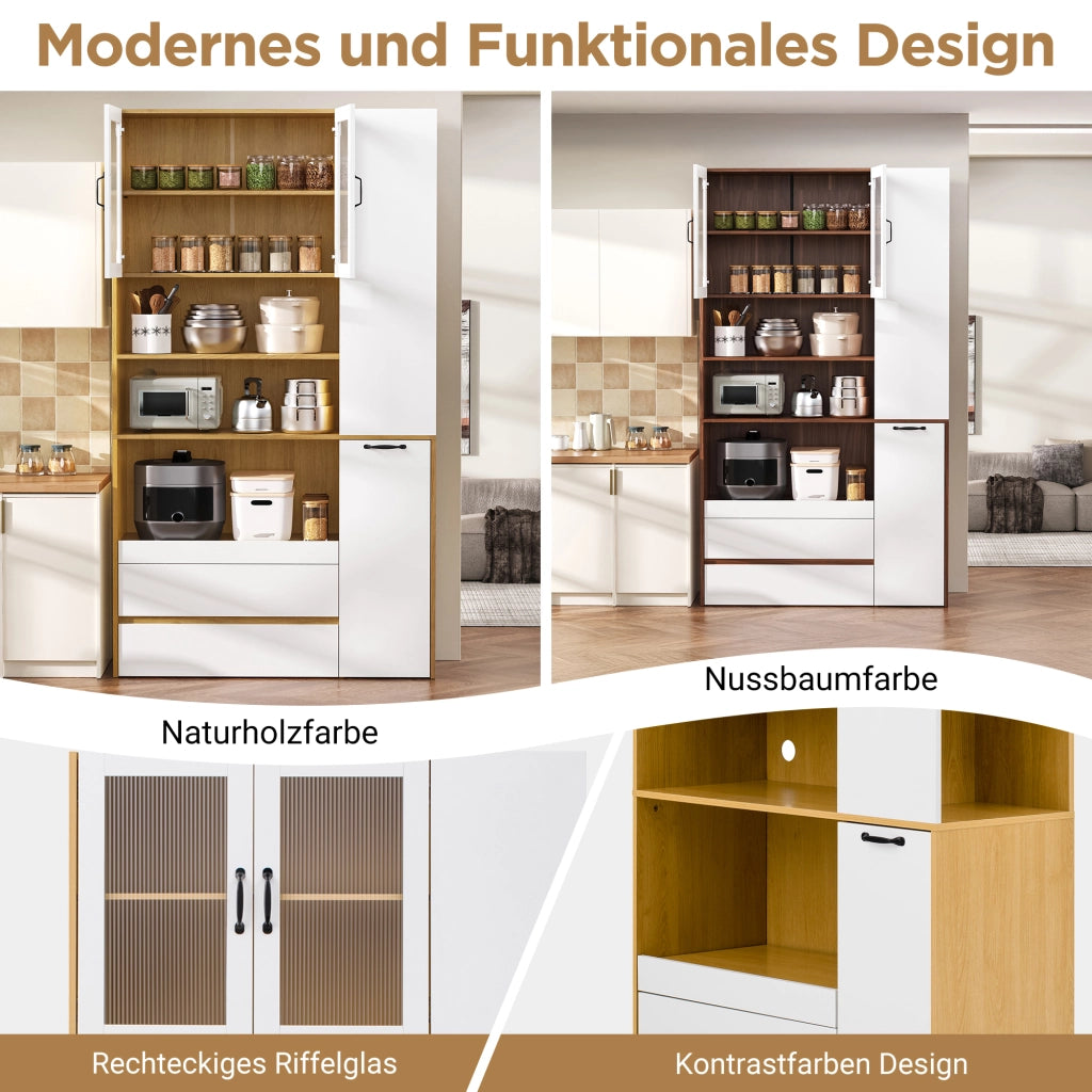 Credenza e madia con 2 cassetti 4 vani aperti ripiani regolabili ed estraibili per cucina soggiorno bianco naturale