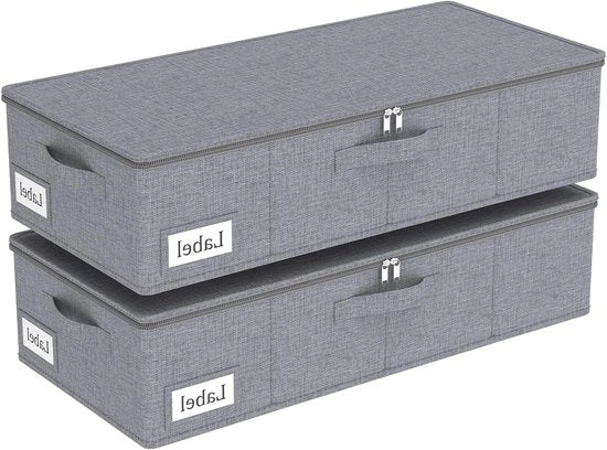 Sistema di Stoccaggio Opaco da Sotto il Letto 2 pezzi 60x30x15cm Grigio