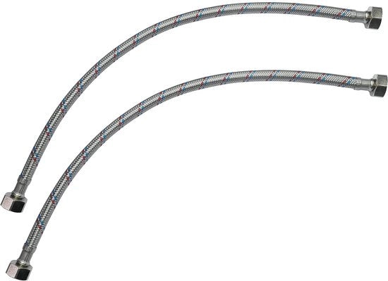 Set di Connesioni Flessibili da 2 pezzi - 400mm - 1/2" Femmina/Femmina - Valvola di Miscela Sanitaria - Flessibile con Cavo in Acciaio Intrecciato - Slang per Valvola