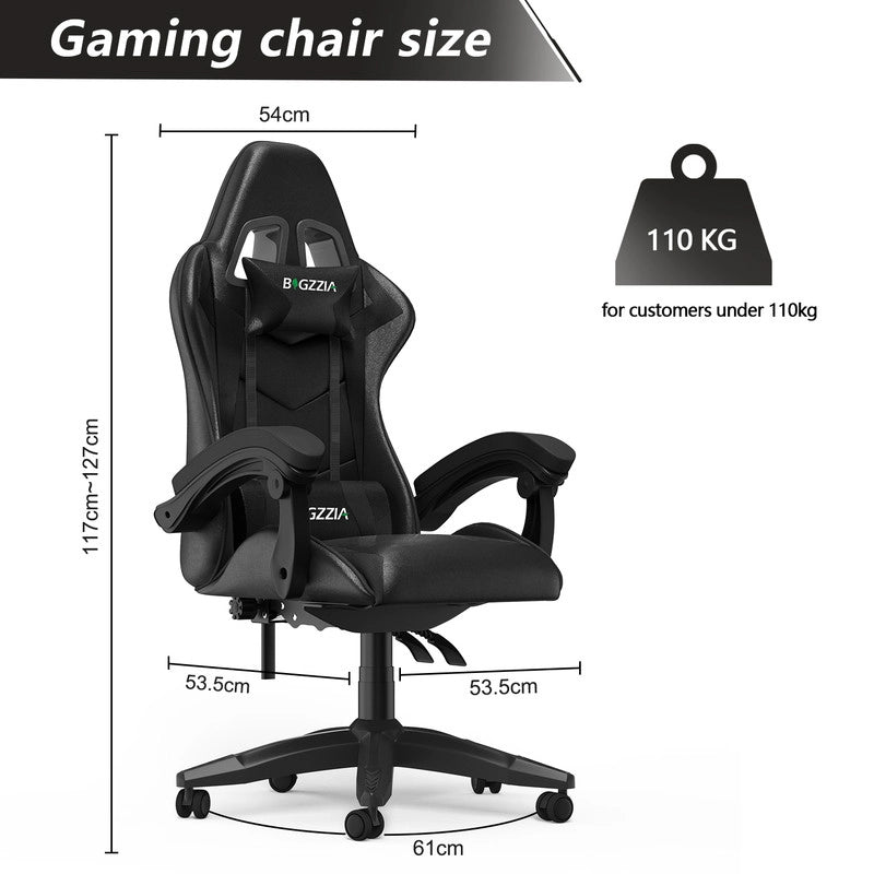 Sedia da gioco, Sedia da gioco ergonomica in similpelle , altezza regolabile con supporto lombare e poggiatesta, schienale reclinabile