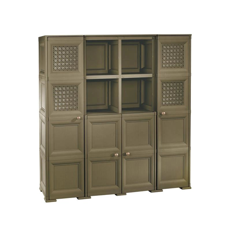 ARMADIO 4 ANTE WENGÉ 157X43X164 CM CON 4 RIPIANI – MOBILE ALTO SALVASPAZIO PER ORGANIZZAZIONE CASA E INGRESSO