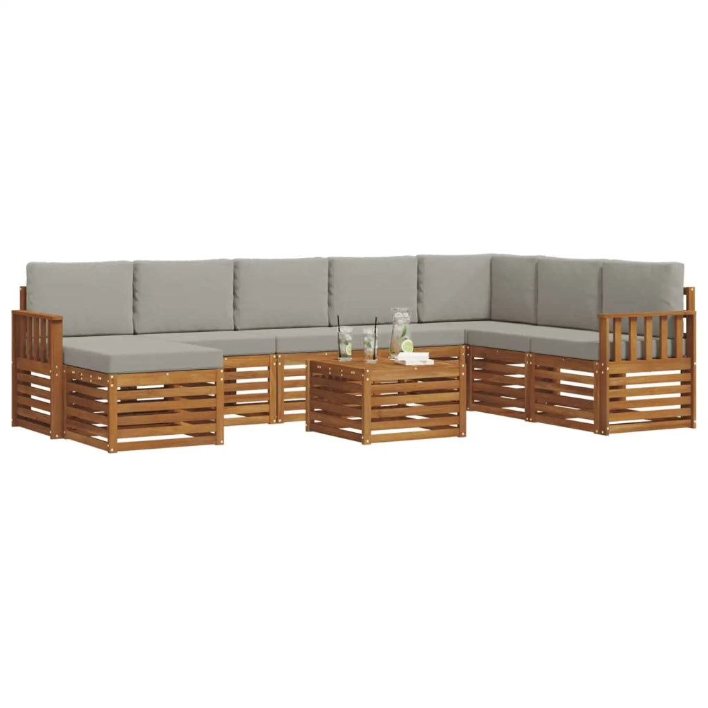 Set divano sezionale con cuscino 9 pcs Grigio Naturale e Chiaro 3375321