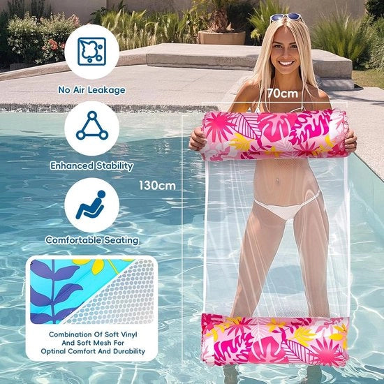 Piscina acqua gonfiabile 2 pezzi - 4 in 1 materasso galleggiante gonfiabile con rete - per adulti e bambini