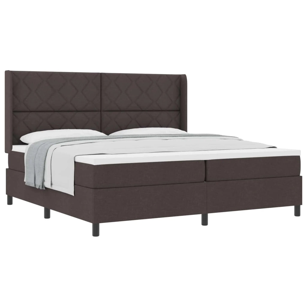 Letto a molle con materasso Marrone scuro 200 x 200 cm Tessuto