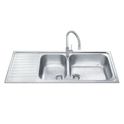 Lavello incasso semifilo 2 vasche e gocciolatoio sinistro 116x50 Smeg LGM116S inox