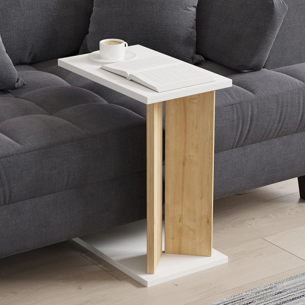Tavolino in legno "Lun" - 25 x 50 x 48 cm - Beige