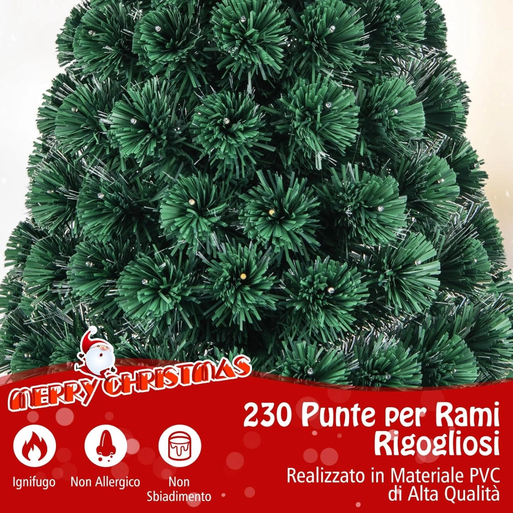 Albero di Natale 150/180 cm, Albero di Natale Artificiale con 170/230 Luci LED, 170/230 Rametti in PVC, Stella Luminosa e 8 Modalità di Illuminazione per Casa, Ufficio e Negozio (180 cm)