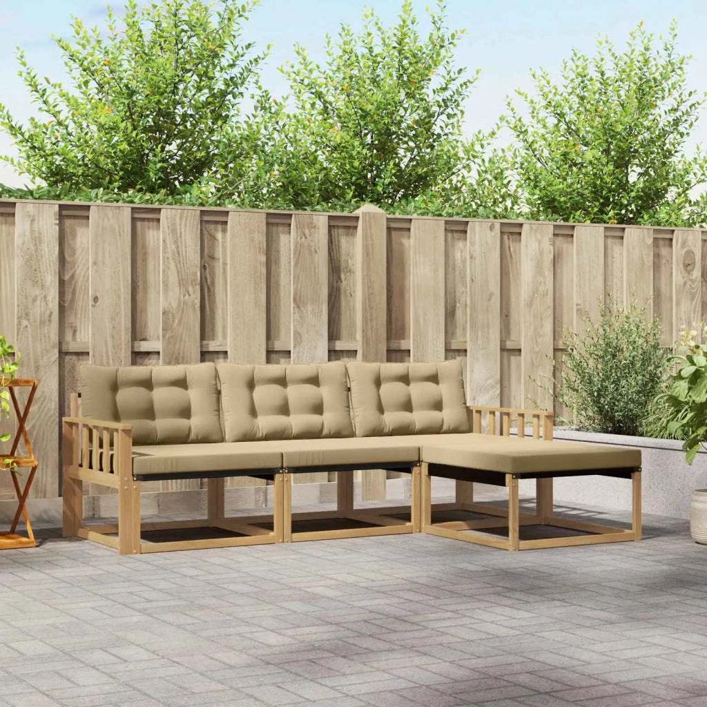 Set di divani da esterno con cuscino 4 pcs Bianco e Beige 3388563
