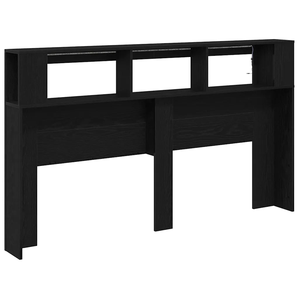 Testiera LED con lo scaffale Rovere Nero 180 x 18,5 x 103,5 cm 863115