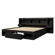 Letto Contenitore 180x200 cm con LED; USB; 3 Cassetti e vani portaoggetti - Nero