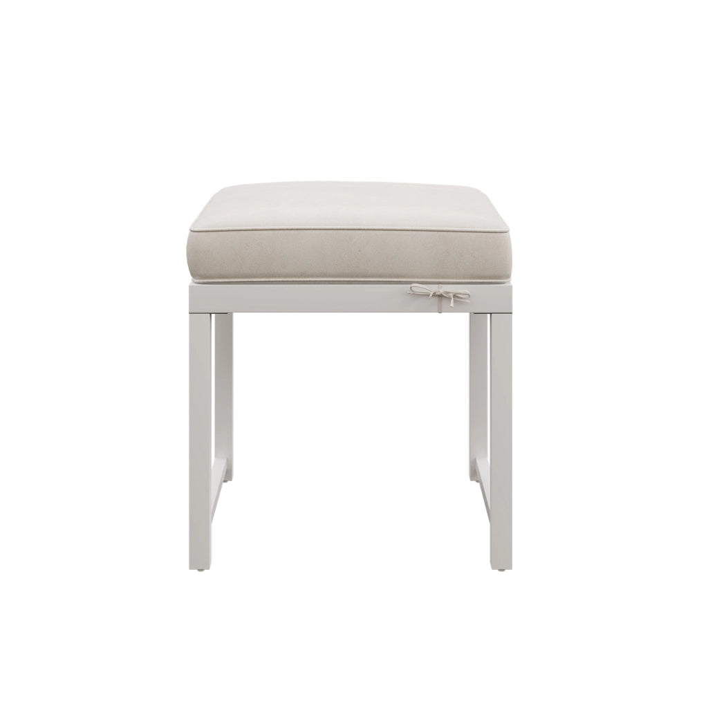 Salotto da Giardino con 1 Tavolo Quadrato; 4 Poltrone e 2 Poggiapiedi; per 6 persone; Legno di Acacia; Rattan e Metallo; Naturale e Bianco