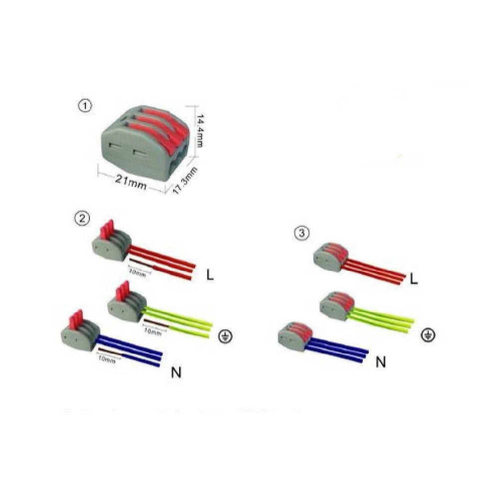 Trade Shop - Connettori Morsetti Multipli Con 8 Connettori Universali 3 Poli A 1 Via -