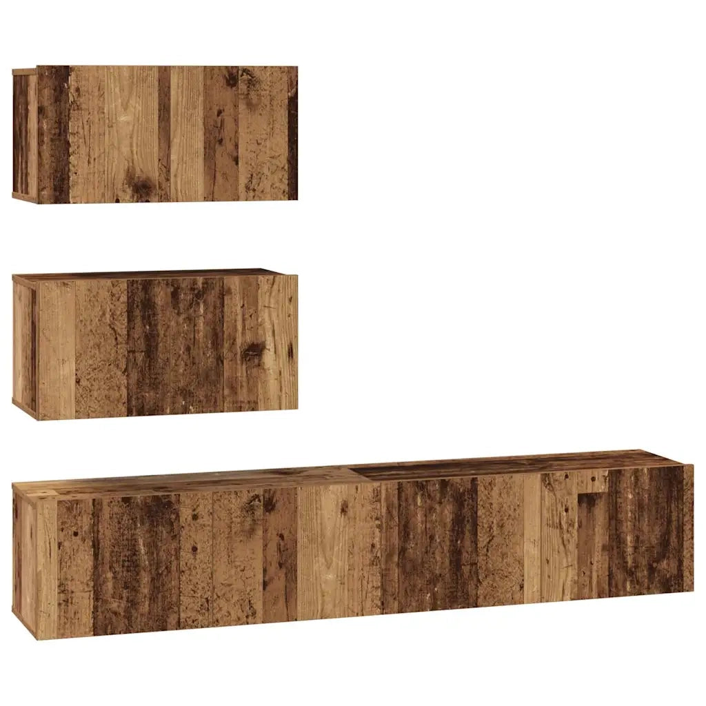 vidaXL Set mobile TV 4 pcs Legno vecchio 80 x 30 x 30 cm