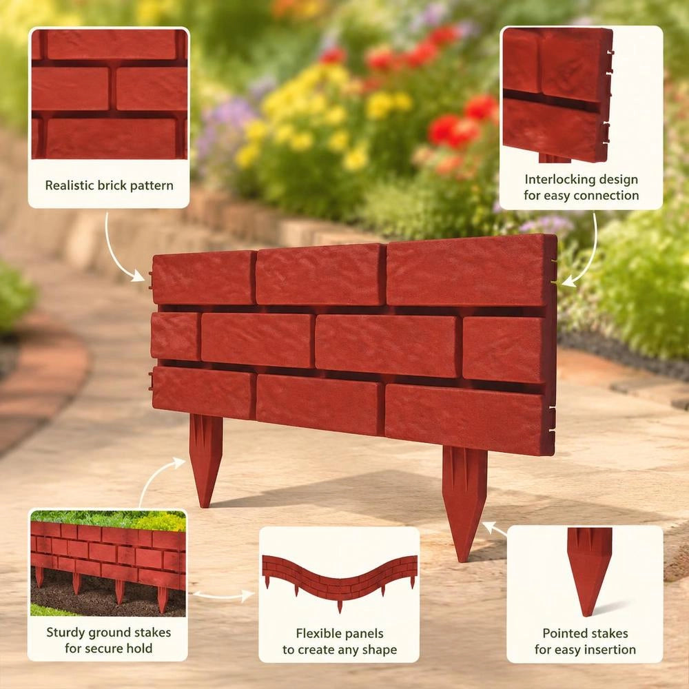 Lawn Edging, 11 Pieces, Brick Design