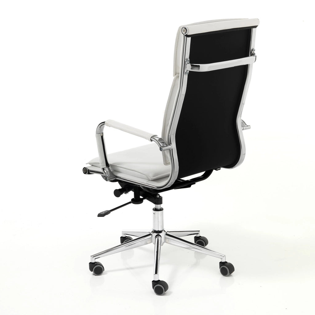 Poltrona da ufficio in pelle sintetica bianca cm H.110/120xL.57xP.66