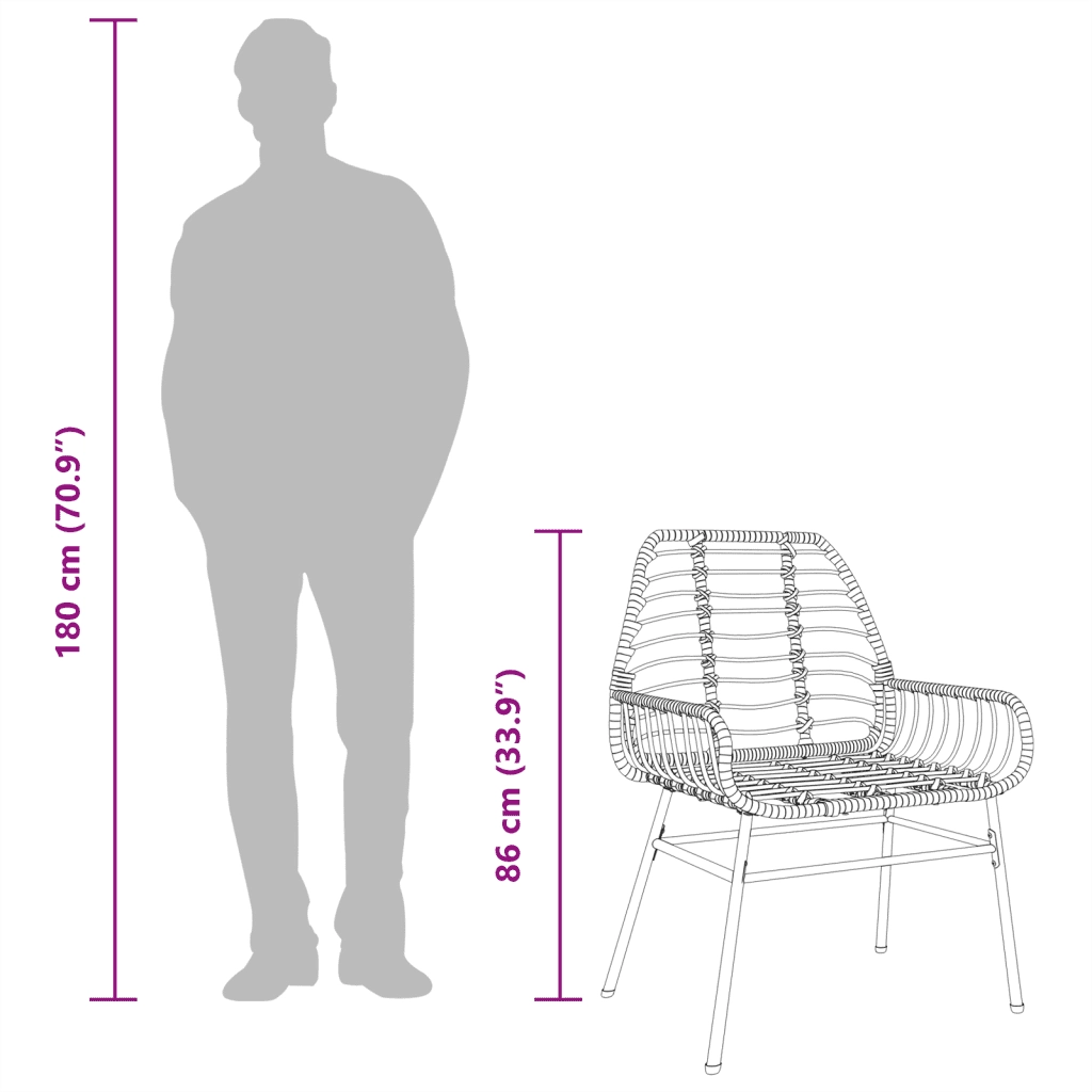 Sedie da Giardino 2 pz | Sedie da Esterno Marroni in Polyrattan