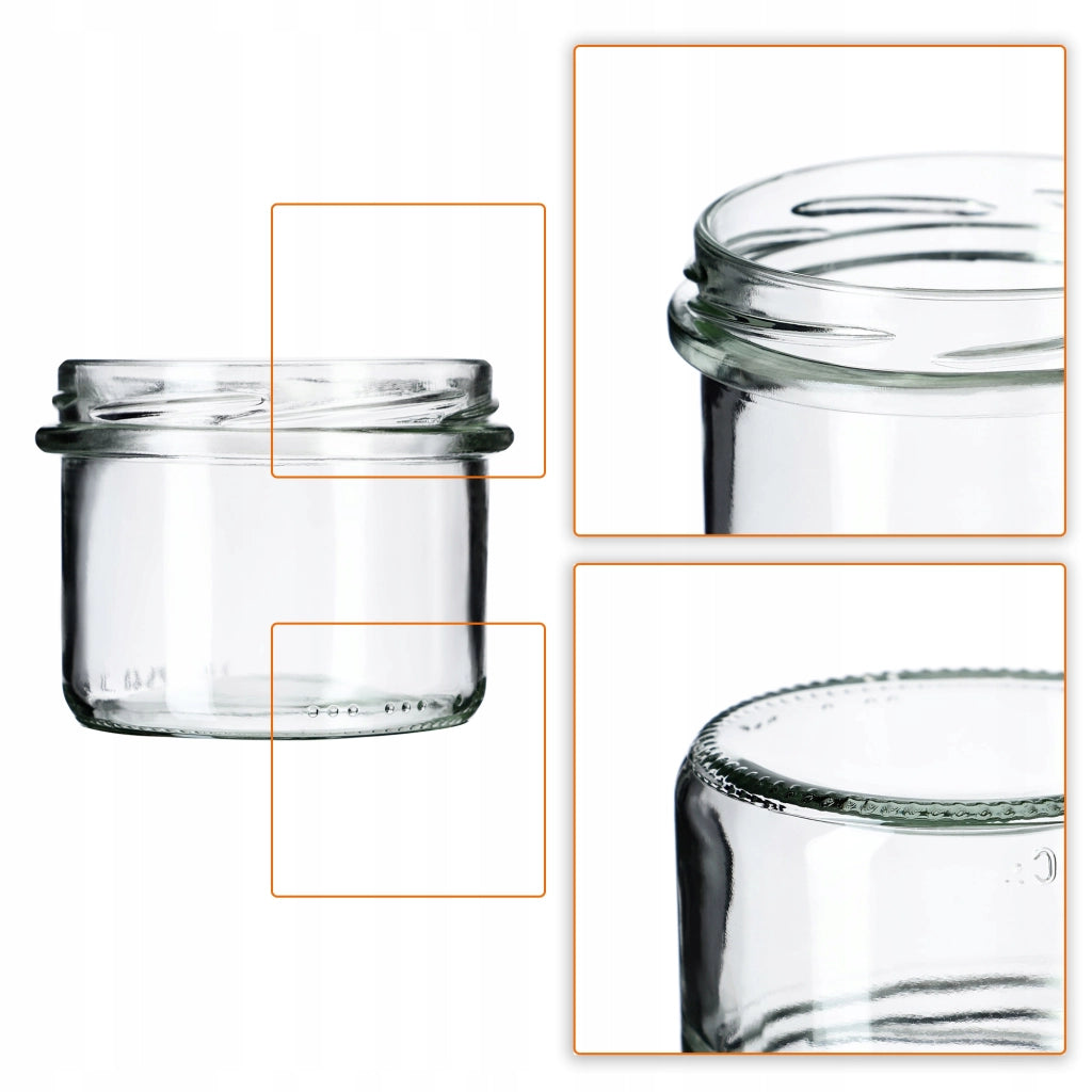 KADAX Tartu barattoli di vetro 235ml 50pz 82mm + coperchio "Griglia nera"