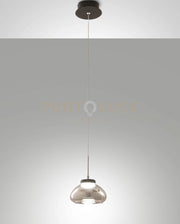 ARABELLA SOSPENSIONE FUME' 1 LUCE IN VETRO E STRUTTURA IN METALLO A LED 3000K - 8W - 750 lm, D.14CM, SMART C/ACCESS.