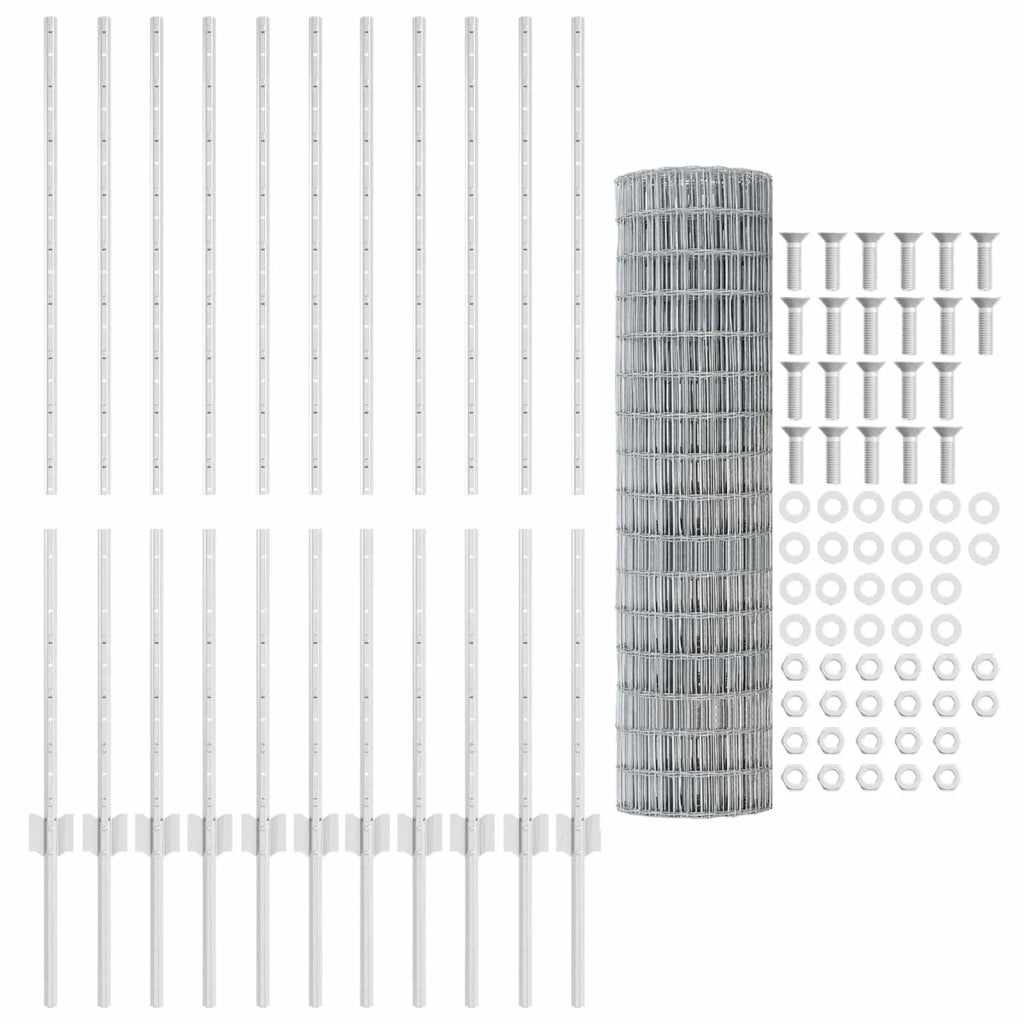Recinzione Euro con palo 25 x 1,2 m Acciaio zincato Argento 3336200