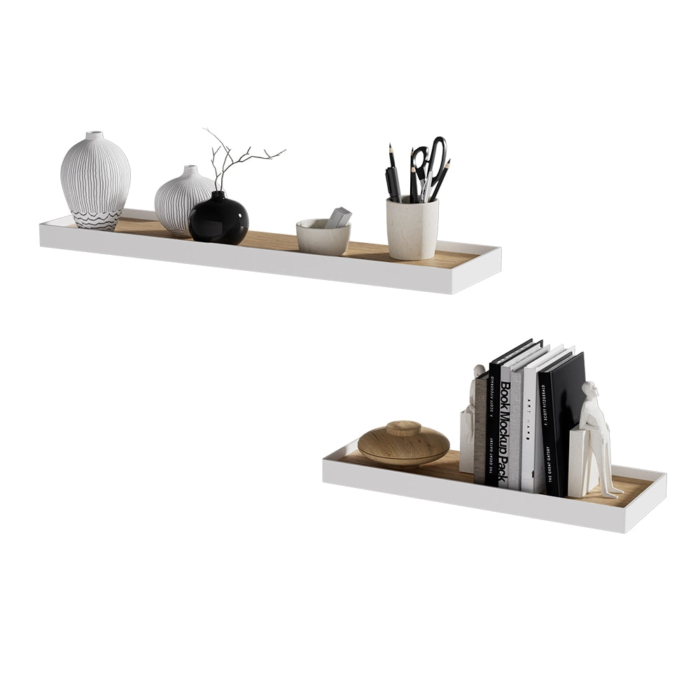 Vicco Scaffale a muro Bianco/quercia 60 x 3 cm Set di 2
