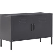 Credenza a 2 ante in acciaio Nero Mobili per ufficio a casa Ripiani per gambe Design industriale