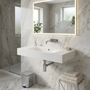 Lavabo sospeso 100 cm Rak Ceramics DES senza foro rubinetto Bianco Alpino