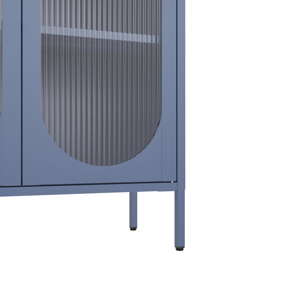 Armadio in metallo e vetro blu-grigio 180 cm YASMINE
