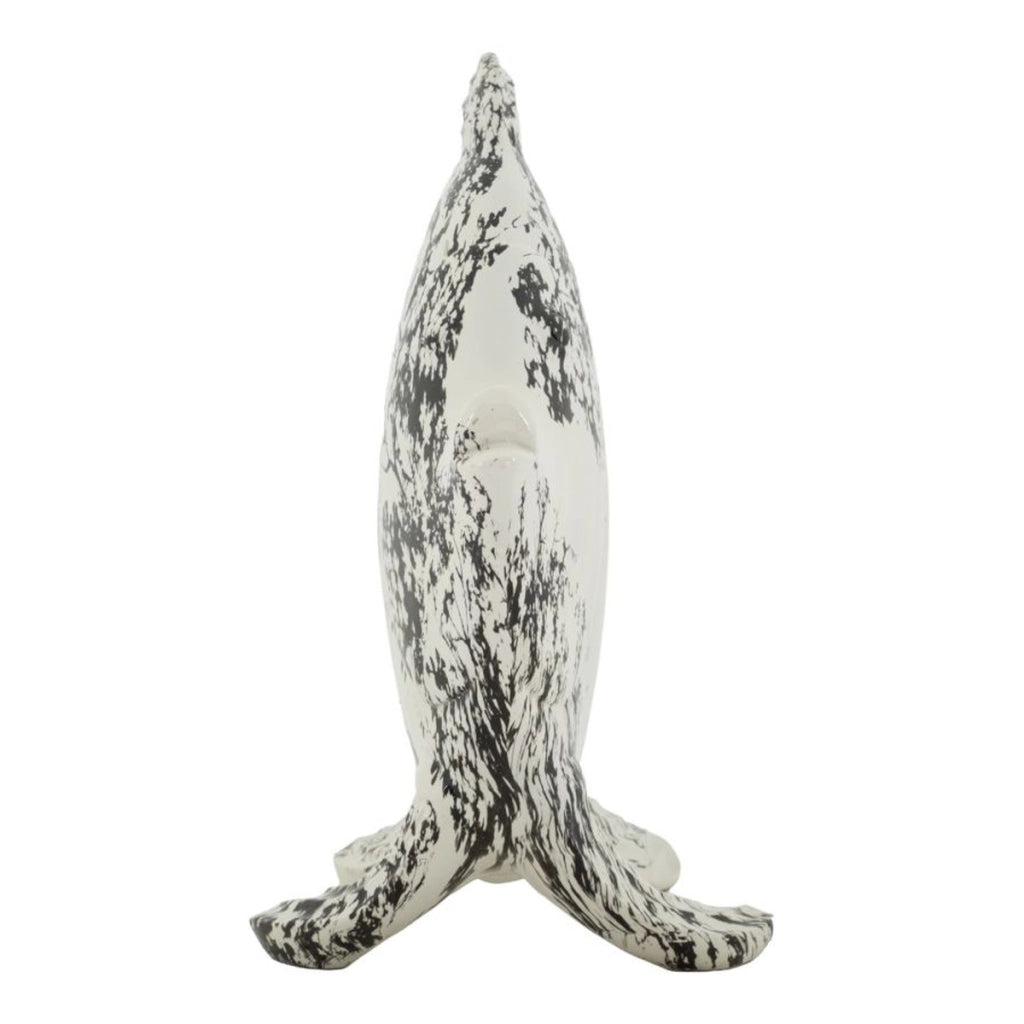 Scultura decorativa a forma di pesce in poliresina bianco e nero
