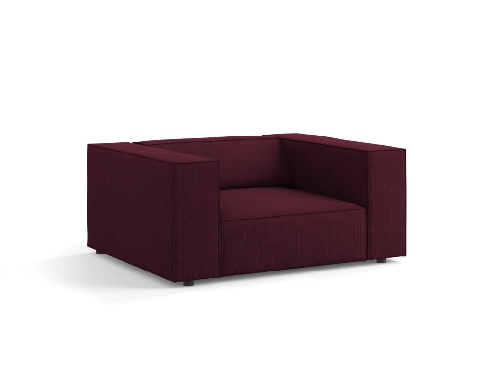 Cosmopolitan Design - Poltrona "Arendal" in ciniglia con effetto a coste rubino 