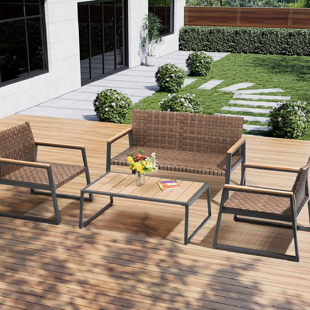 Set da Goardino Salotto, 2 Poltrene e Tavolino in Polyrattan uso Esterno Interno