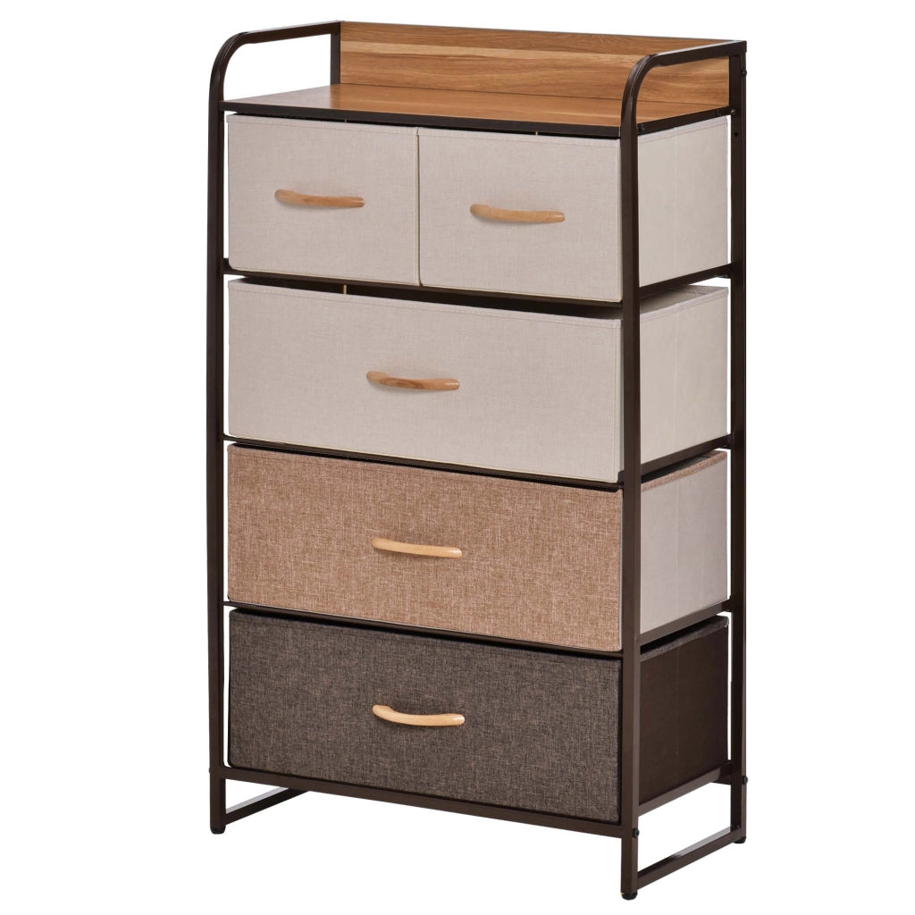 Com¨° Camera da Letto con 5 Cassetti ¨C Zephmum ¨C Legno e Metallo 58x29x99 cm