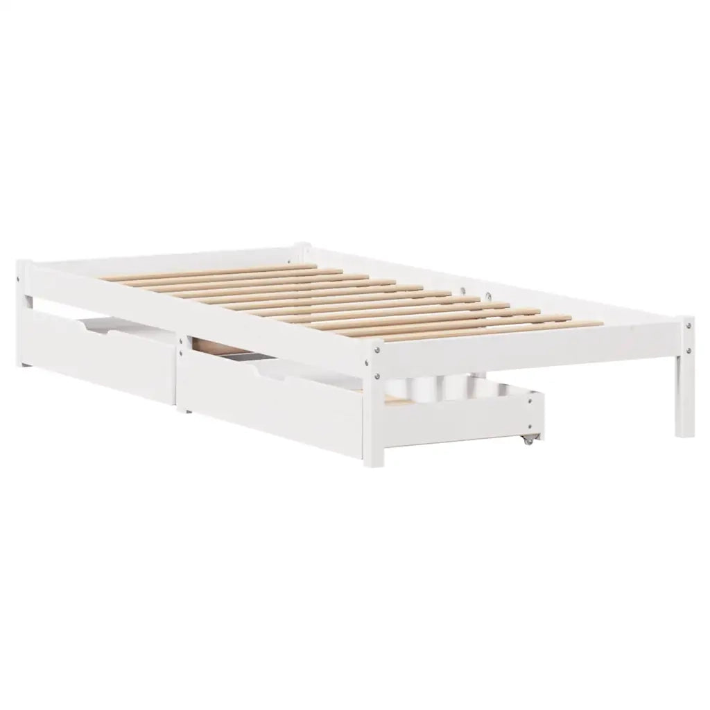 Letto senza Materasso-Struttura Letto Bianco 90x200 cm Legno Massello di Pino 479480