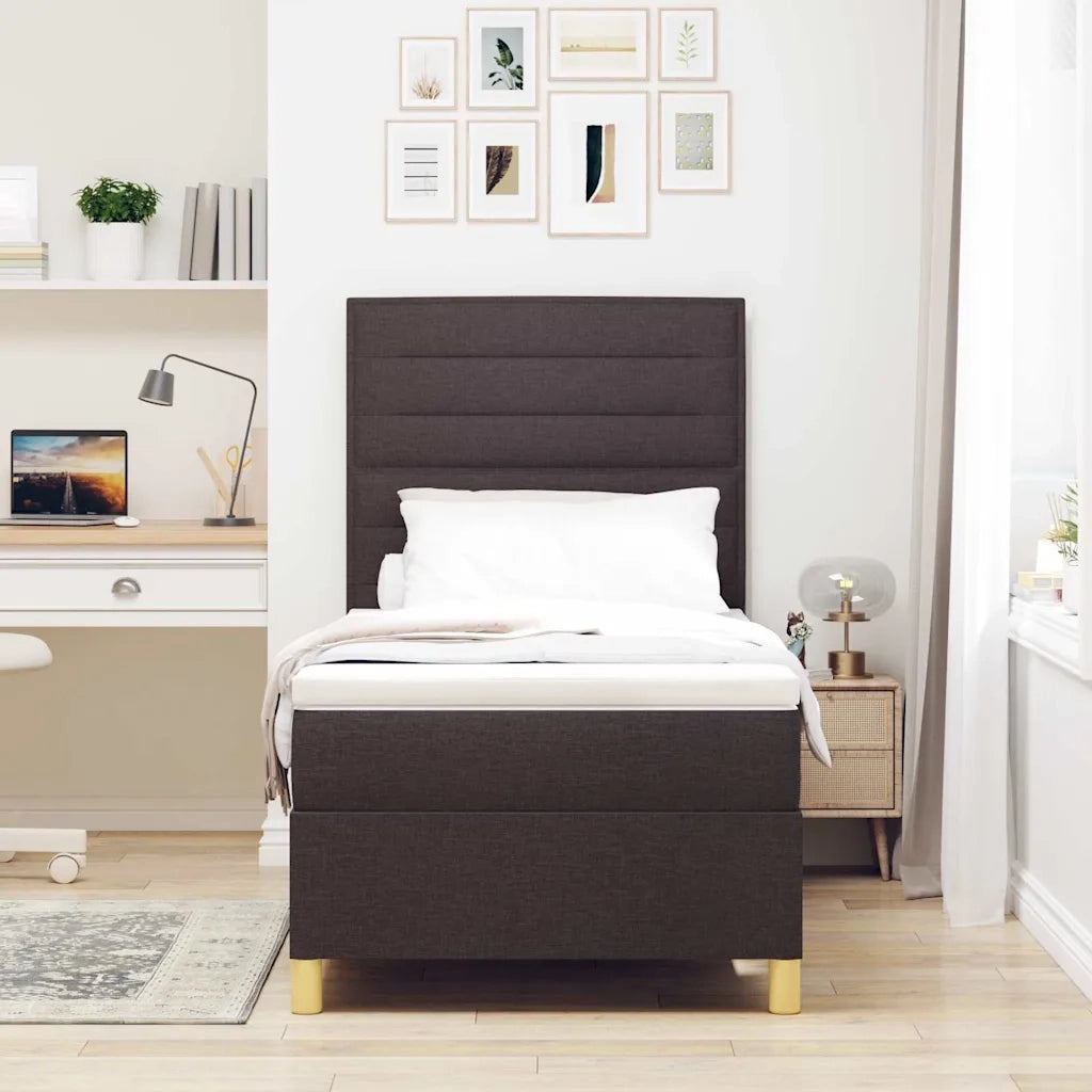 Letto a Sorgente LED Marrone Scuro 80 x 200 cm Tessuto 3342980