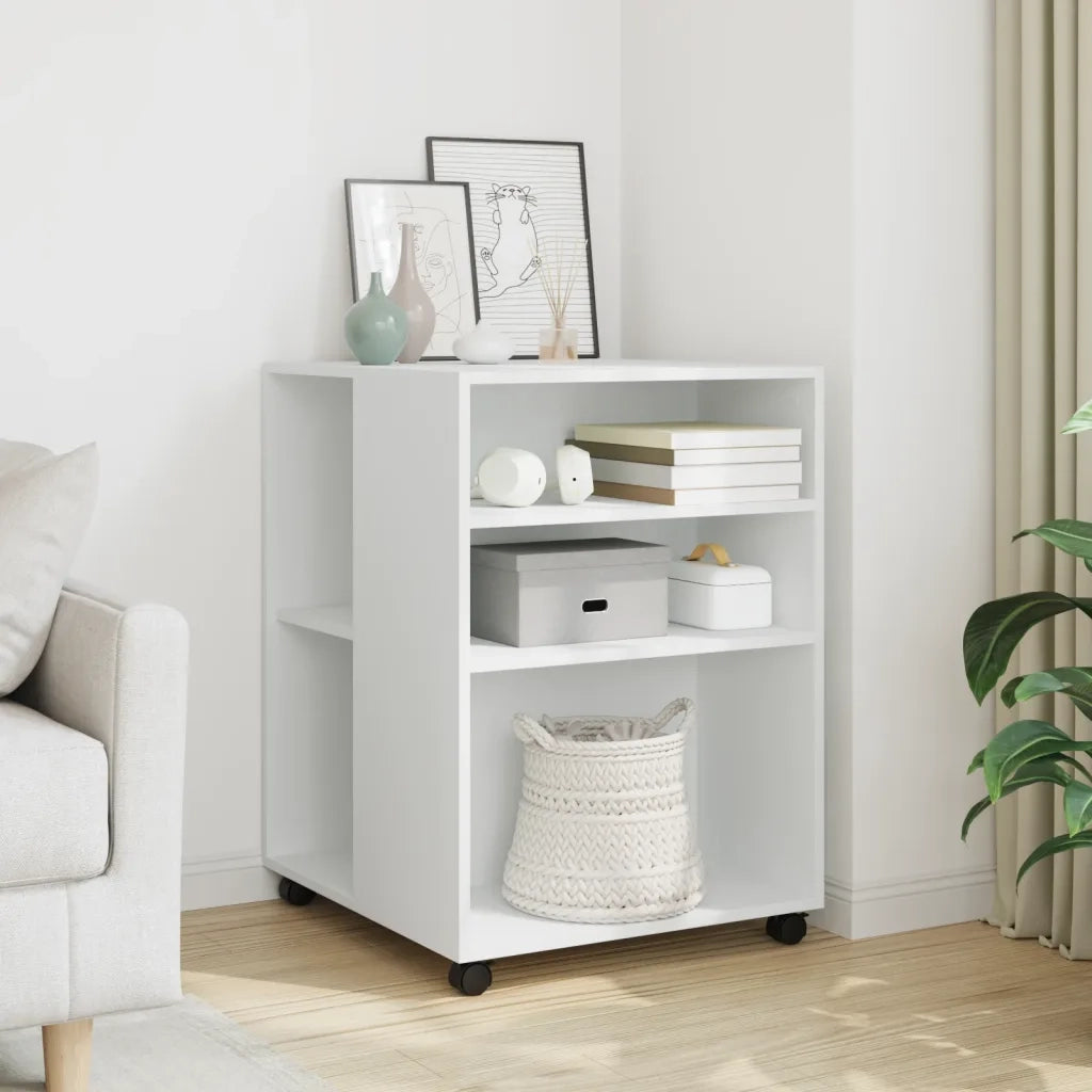 Tavolino con Ruote-Tavolino da soggiorno-Tavolo Bianco 55x60x78 cm in Truciolato