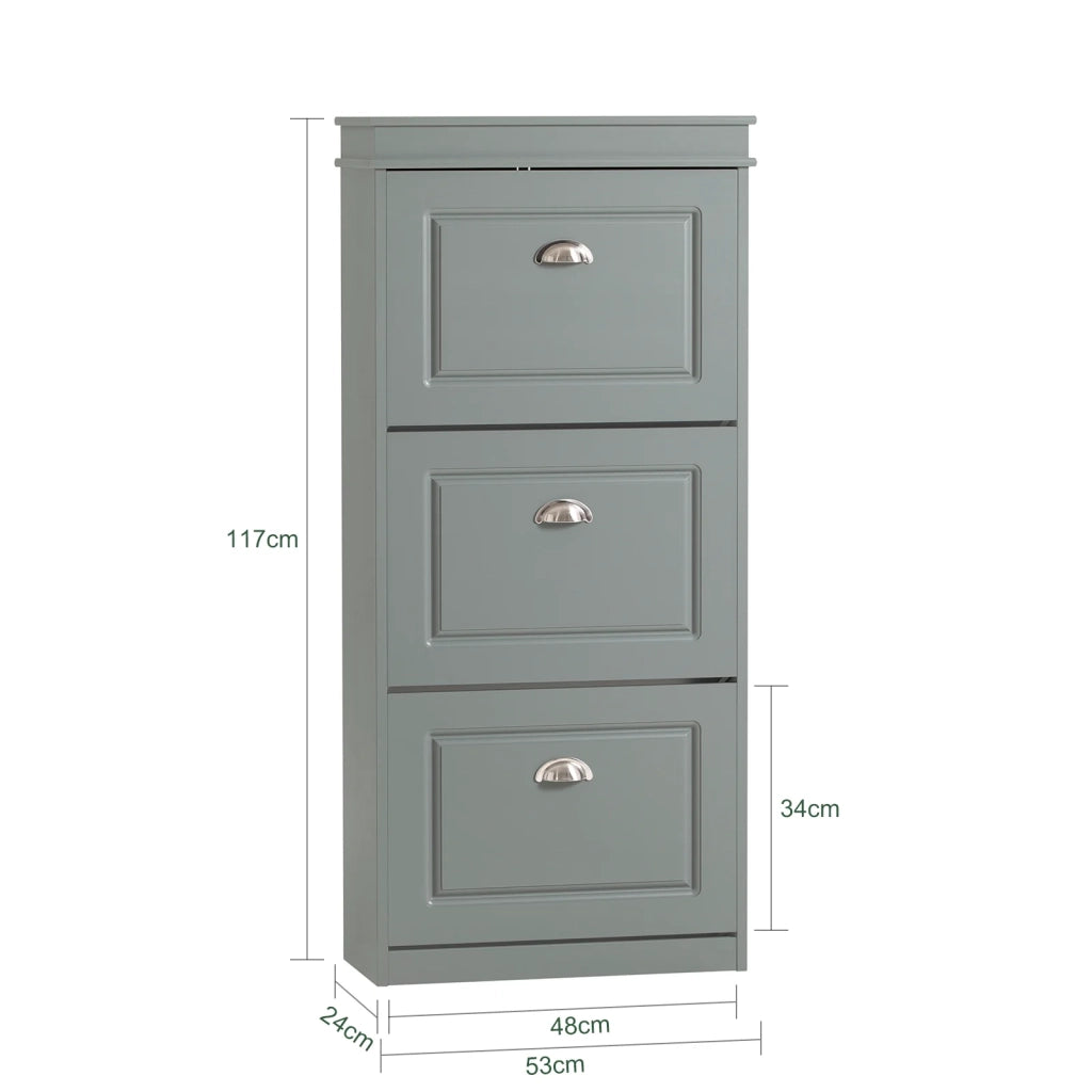 Scarpiera salvaspazio Slim con 3 ante Portascarpe Salvaspazio Regolabili 52x23x117cm Grigio FSR94-HG