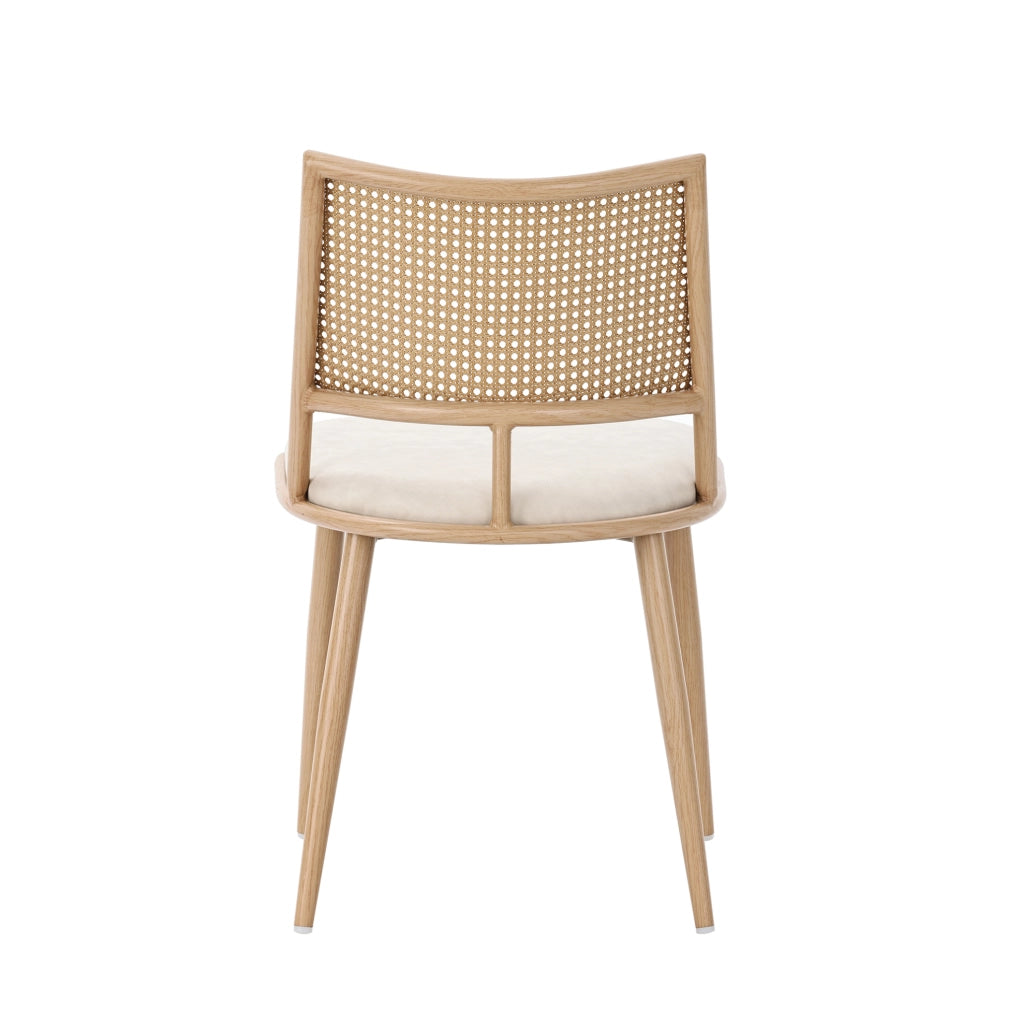 Set di 4 sedie da pranzo in rattan; seduta in PU; beige