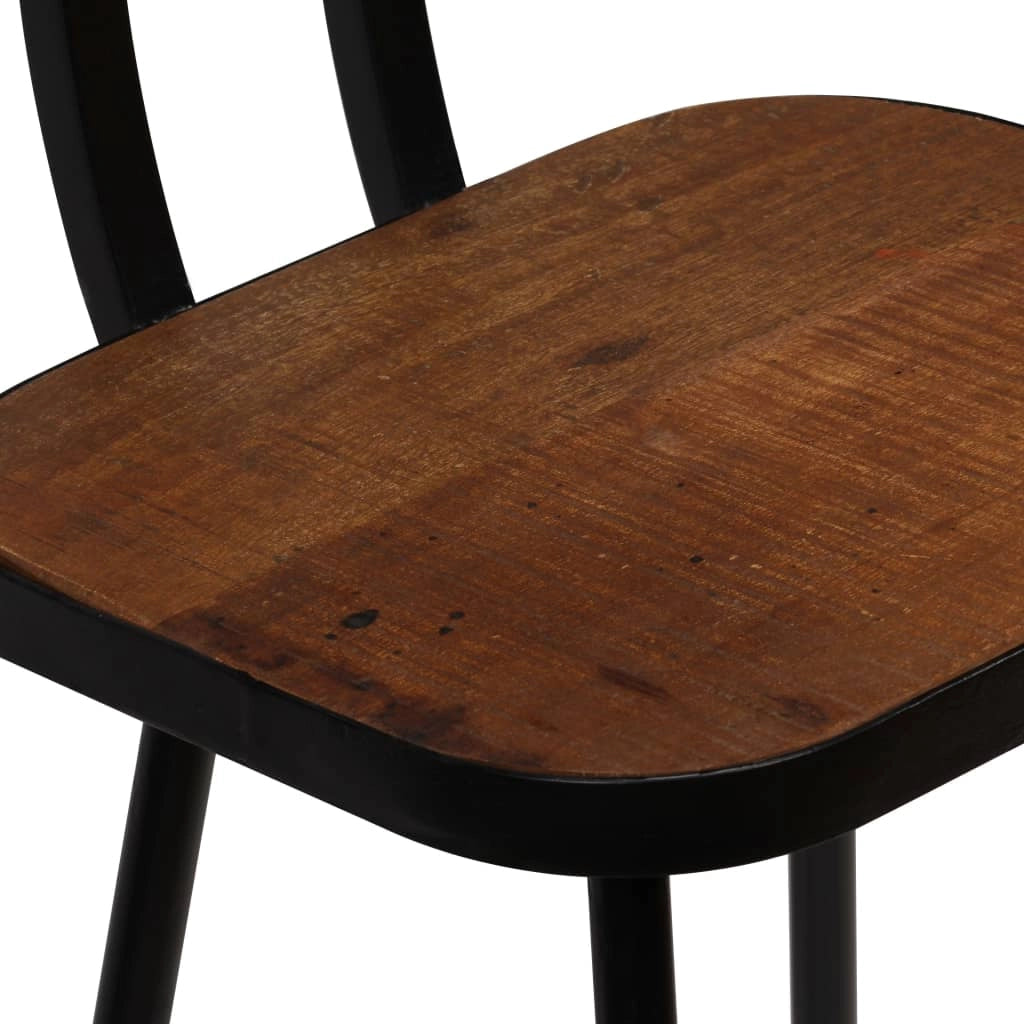 Set di due sgabelli da bar di design seduta in legno massello di recupero marrone scuro 1202188