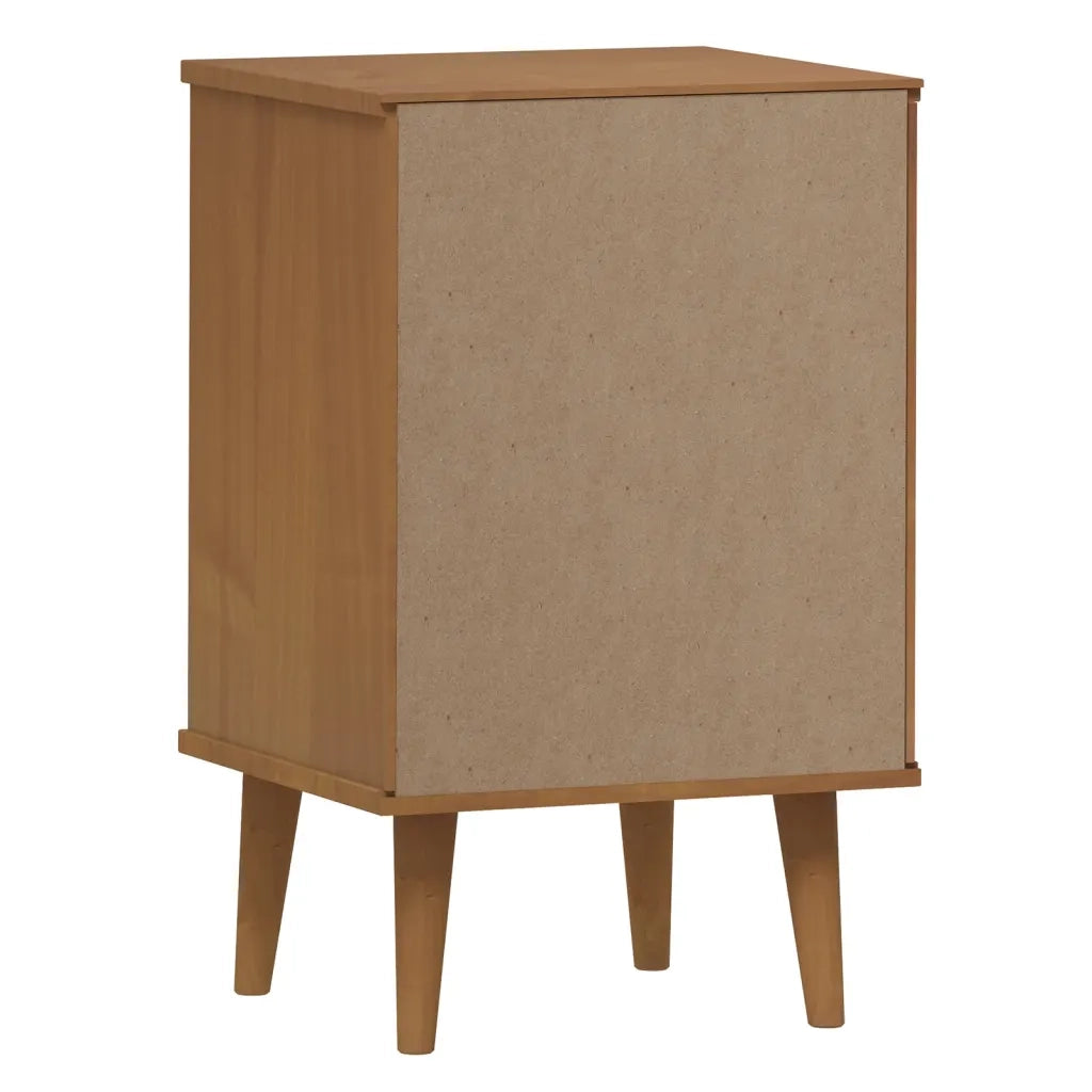 Comodino | Armadio da Notte | Mobiletto da notte Marrone MOLDE 40x35x65 cm in Legno Massello di Pino