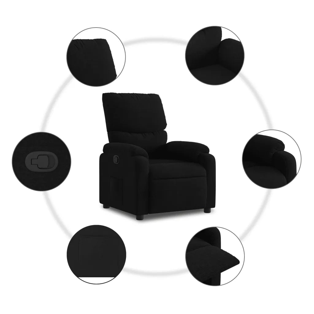 Divano Sedia-Poltrona Reclinabile in Tessuto Nero 309809