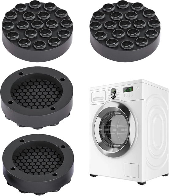 Set di 4 Pads di Assorbimento di Vibrazioni per Lavatrici, Pads per Piedi con Cupette di Suction Prevenire lo Scivolamento, Pad di Assorbimento del Rumore