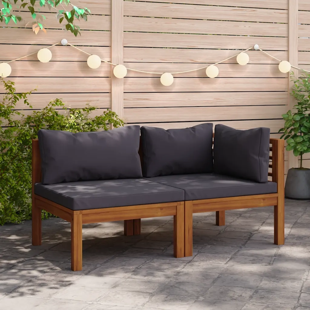 Set Divani da Giardino 2 pz con Cuscini Grigio Scuro in Acacia CFW8813854