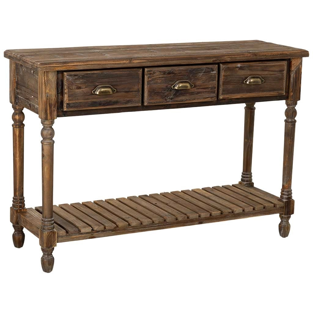 Tavolino da ingresso in legno con 3 cassetti 120x38x81h cm