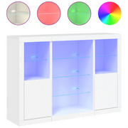 Credenze con Luci LED 3 pz | Madia | Buffet da pranzo | Armadio da pranzo Bianche in Legno Multistrato