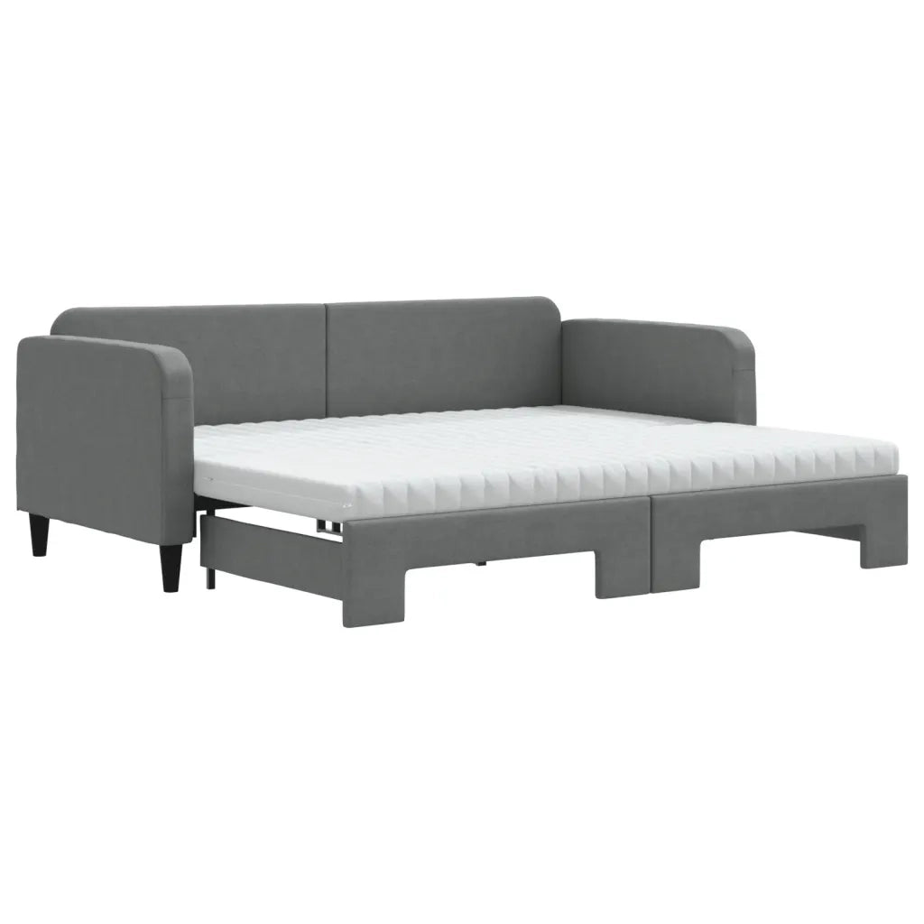 Divano Letto Estraibile Materassi Grigio Scuro 90x200cm Tessuto 3196835
