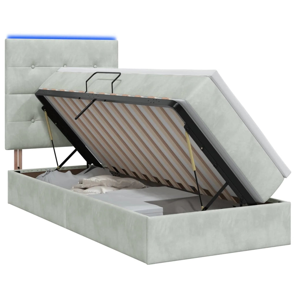 Letto con contenitore LED e materasso Grigio Chiaro 90 x 200 cm 3460104