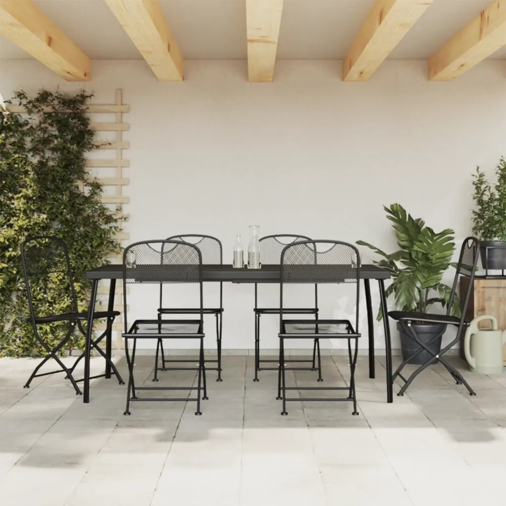 Set da Pranzo da Giardino 7pz | Set Salotto da Giardino Antracite in Rete Metallica