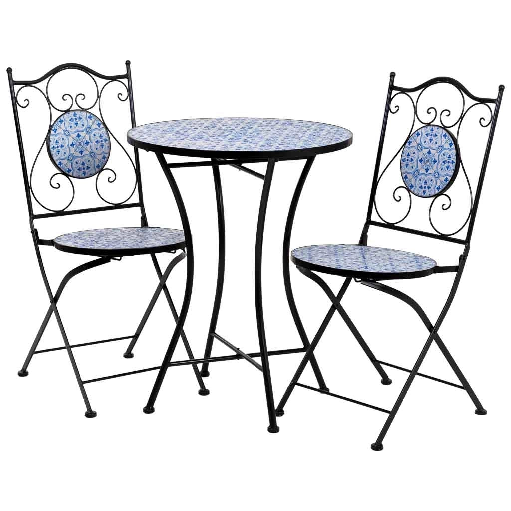 Tavolo + 2 sedie in ferro battuto, D60x75h-sedia(2): D38x46-90h Nero