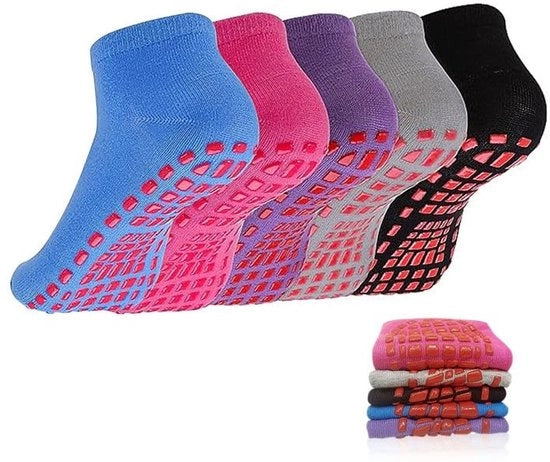 Calze Antiscivolo per Yoga e Pilates - 5 Paia - Calze Antiscivolo per Danza - Calze di Cotone - Per Uomini/Donne - Adatti per Sport/Fitness - Calze per Yoga