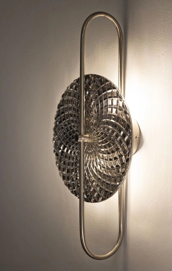 Lampada da Muro Silvery 28x15x54 cm in Vetro e Ferro Argento
