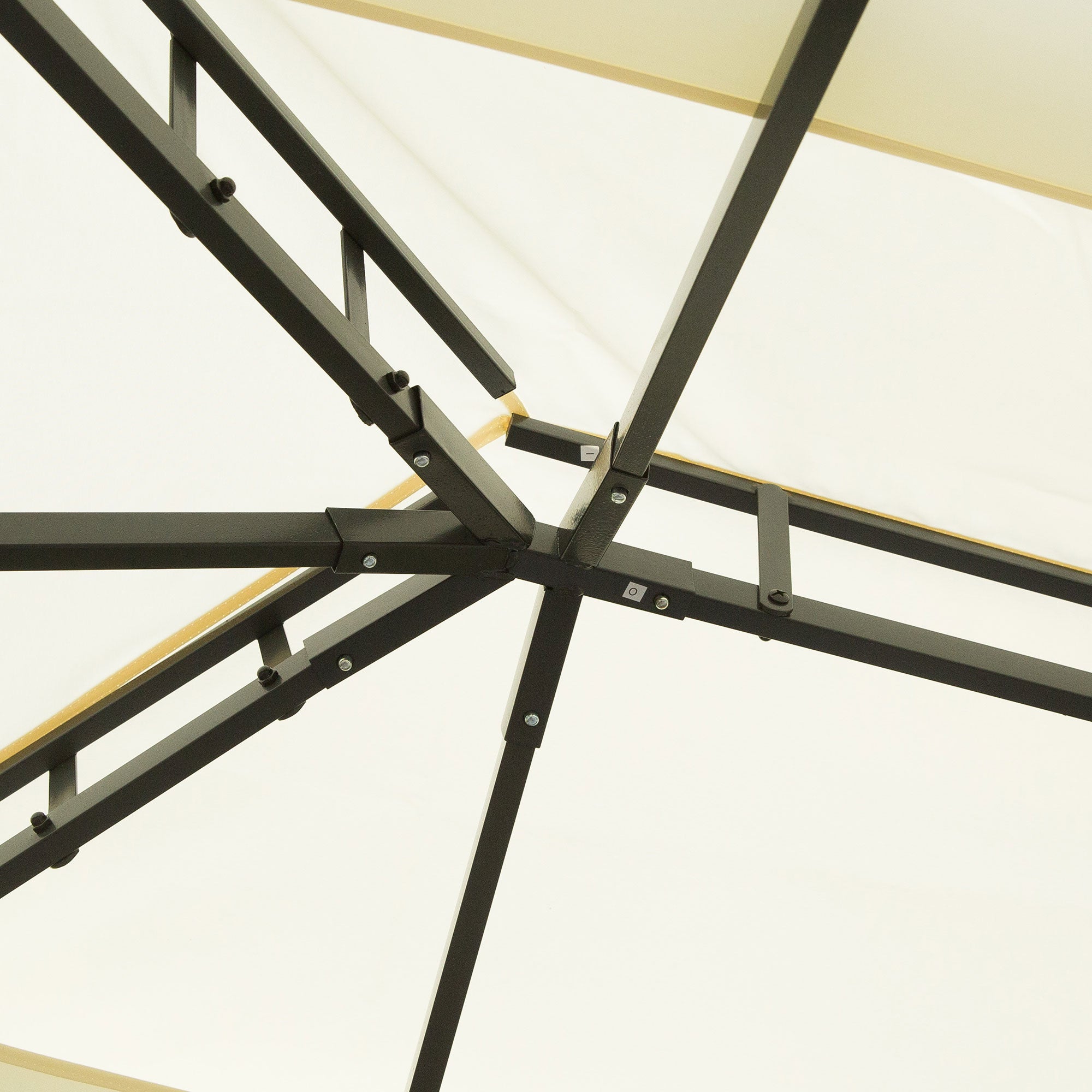 Gazebo da Giardino 4x3 m con Zanzariera e Tende Tetto Doppio e Rivestimento Anti-UV Crema